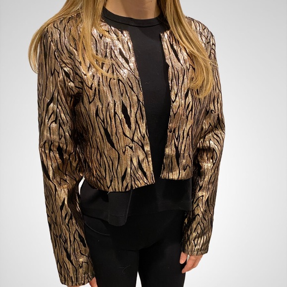 VINTAGE Metallic Gold Copper Silver Cropped Jacket Size Small - Picture 1 of 10